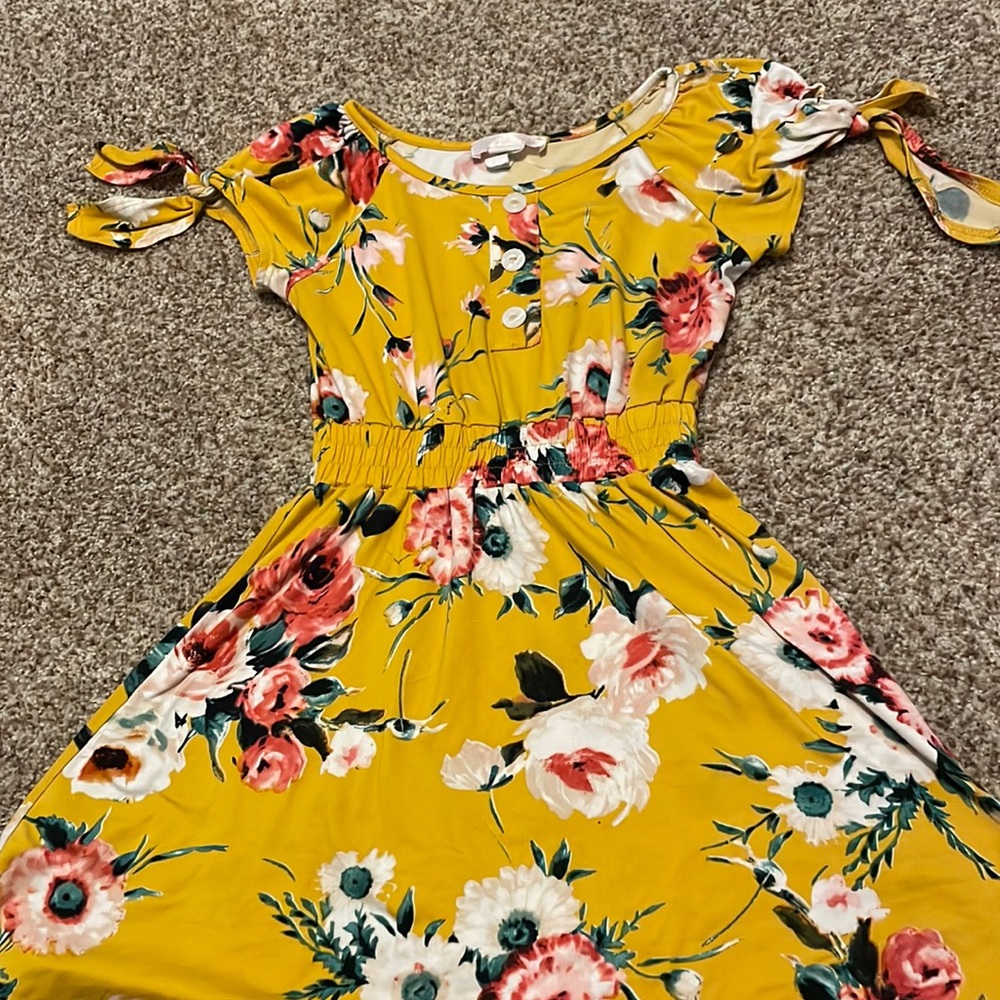 Yellow Floral Girls Dress